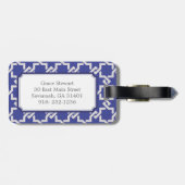 Chic indigo interlocking patroonmonogram bagagelabel (Achterkant horizontaal)