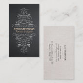 Chic Interior Designer Rustic Black Visitekaartje (Voorkant / Achterkant)