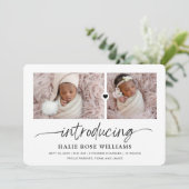 Chic Introduction Photo Collage Birth Aankondiging (Staand voorkant)