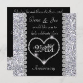 Chic Invitation du 25e anniversaire BLING (Devant / Derrière)