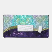 Chic Iridescent paars-blauwe faux-monogram Bureaumat (Keyboard & Muis)