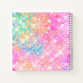 Chic iridescent roze faux glitter monogram notitieboek (Achterkant)