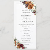 Chic ivoire rouille Bourgogne Programme de mariage (Devant / Derrière)