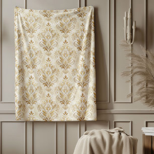 Chic Ivoor Damask Subtle Waterverf Motieven Fleece Deken