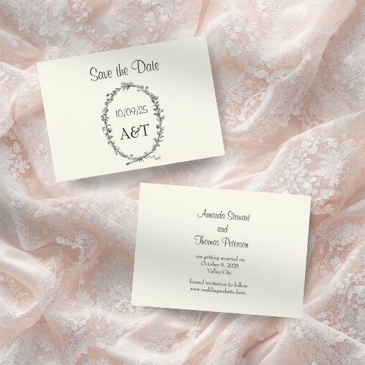 Chic Ivoor Save the Date Kaart