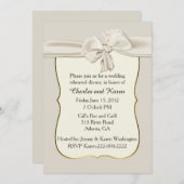 Chic Ivory Bow Wedding Rehearsal Uitnodiging (Voorkant / Achterkant)