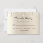 Chic Ivory Driving Glitter Elegant Script Wedding RSVP Kaartje (Voorkant)