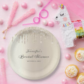Chic Ivory Glitter Drips Script Vrijgezellenfeest Papieren Bordje (Feest)