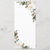 Chic Ivory Magnolia Floral Green Menu Mariage (Dos)