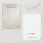 Chic Ivory Silver Sparkle Glitter Ketting Display Visitekaartje (Voorkant / Achterkant)
