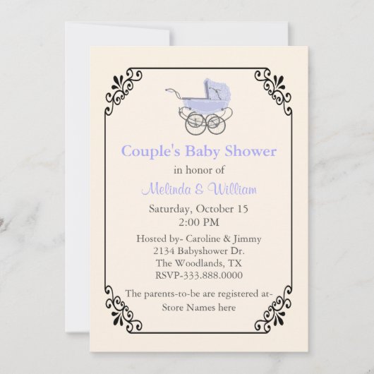 Chic Ivory Style Couple's Baby shower Kaart (Voorkant)