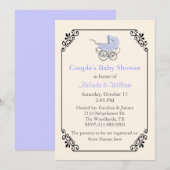 Chic Ivory Style Couple's Baby shower Kaart (Voorkant / Achterkant)