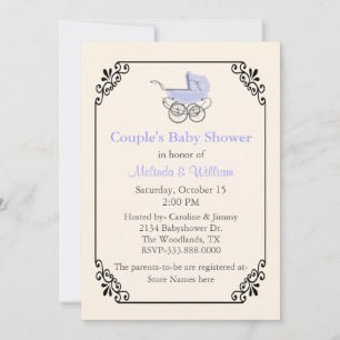 Chic Ivory Style Couple's Baby shower Kaart