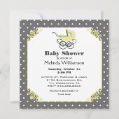 Chic Jaune Pram Baby shower Invitation (Devant)