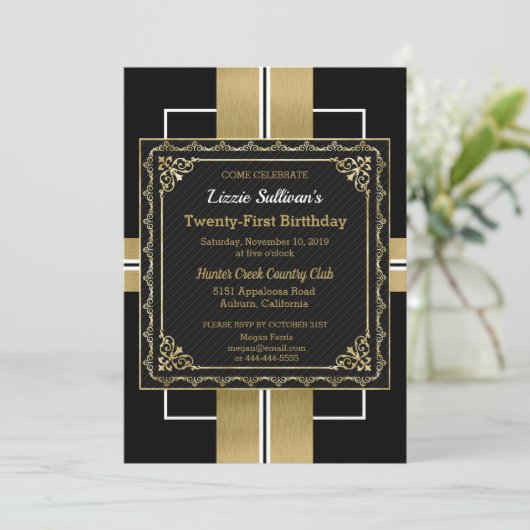 Chic Jazzy Gold Invitation (Debout devant)