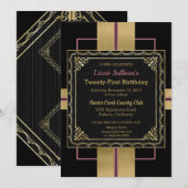 Chic Jazzy Gold Invitation (Devant / Derrière)