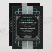 Chic Jazzy Silver Uitnodiging (Voorkant / Achterkant)