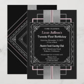 Chic Jazzy Silver Uitnodiging (Voorkant / Achterkant)