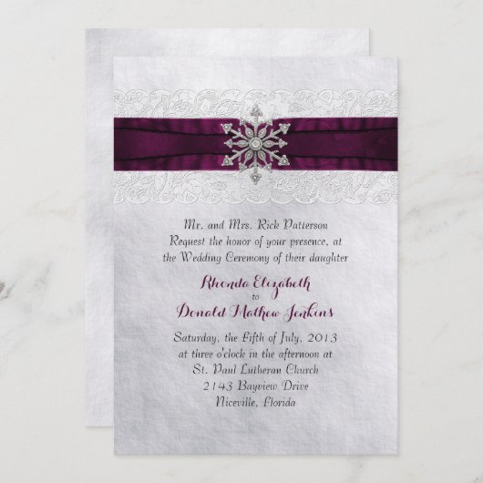 Chic Jeweled Snowflake bruiloft uitnodiging (Voorkant / Achterkant)