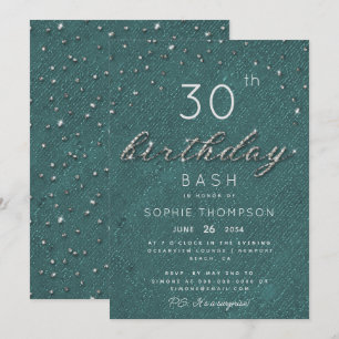 Chic Jewels Emerald Sparkle Glitter Birthday Party Kaart