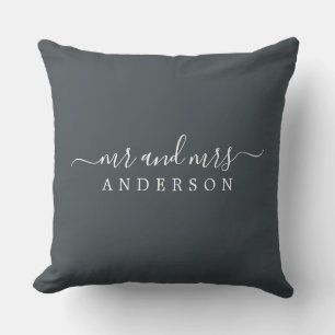Chic Jonggehuwd Mr Mrs Zwart Wit Monogram Kussen