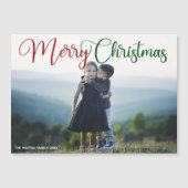 Chic Joyeux Noël Photo Script Magnet Card (Devant)