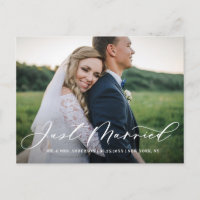 Chic Just Married Calligraphy Overlay Foto