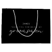 Chic kalligrafie Dank u Groomsman Groot Cadeauzakje (Achterkant)