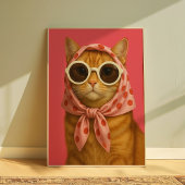 Chic Kat Grappige Esthetische Muur Kunst Print