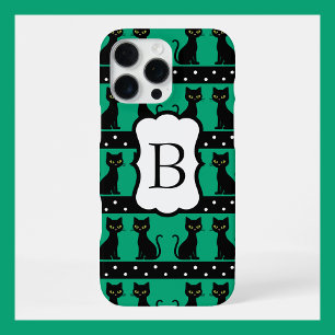 Chic Kat Monogram Patroon Aanpasbare Initiaal iPhone 16 Pro Max Hoesje