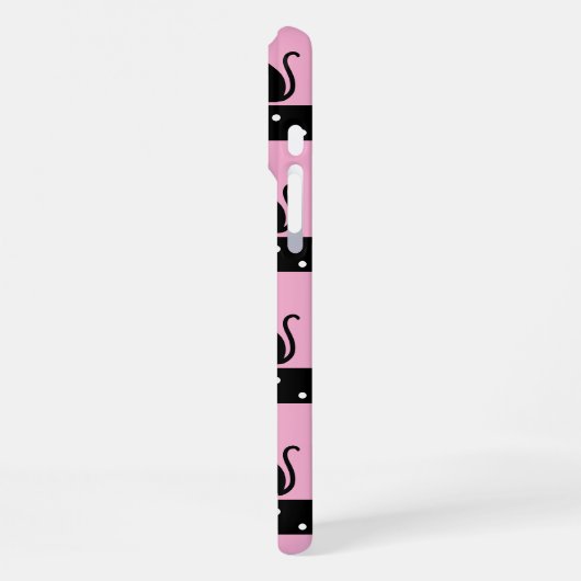 Chic Kat Monogram Patroon Aanpasbare Initiaal iPhone Hoesje (Linkerkant)