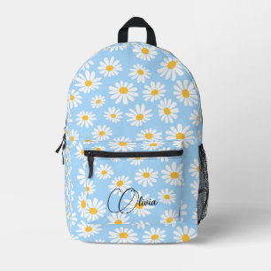 Chic Kawaii Floral Pattern Custom Name Print Bedrukte Rugzak