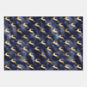 Chic Kerstdeer Pattern marine Blue Gold Foil Inpakpapier Vel (Voorkant)