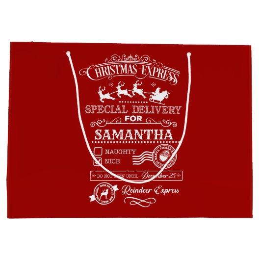 Chic Kerstmis Expres Speciale Levering Monogram Groot Cadeauzakje (Achterkant)