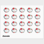 Chic Kerstmis Poinsettia Floral Wreath Wedding Ronde Sticker (Vel)