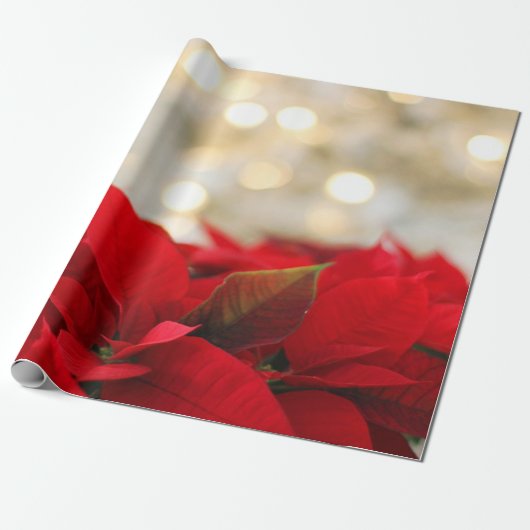 Chic Kerstmis Poinsettia Holiday Cadeaupapier (Uitgerold)