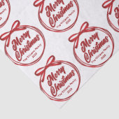 Chic Kerstmis Script Rode Lint Strik Tissuepapier (Detail)