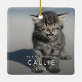 Chic Kitten's eerste kerst kat foto overlay Keramisch Ornament (Achterkant)
