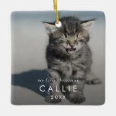 Chic Kitten's eerste kerst kat foto overlay Keramisch Ornament (Voorkant)