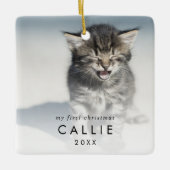 Chic Kitten's eerste kerstkat foto Keramisch Ornament (Voorkant)