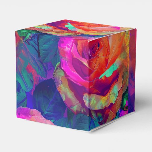 Chic kleurrijke heldere bloemen bruiloft bedankdoosjes (Achterkant)