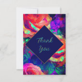 Chic kleurrijke heldere bloemen bruiloft bedankkaart (Voorkant)