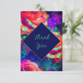 Chic kleurrijke heldere bloemen bruiloft bedankkaart (Staand voorkant)