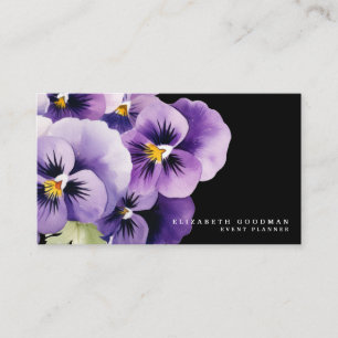 Chic Kleurrijke Spring Pansies Zwarte Visitekaartj Visitekaartje