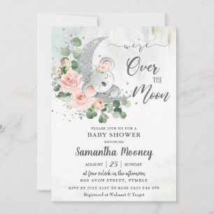 Chic Koala We zijn over het Moon Girl Baby shower Kaart