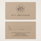 Chic Kraft Papier Business Logo Certificat cadeau (Devant & derrière)