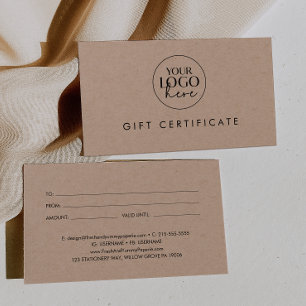 Chic Kraft Papier Business Logo Certificat cadeau