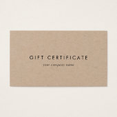 Chic Kraft papier certificat cadeau d'entreprise (Devant)