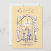 Chic La Dolce Vita Hand Drawn Paris Eiffel Tower Save The Date (Voorkant)