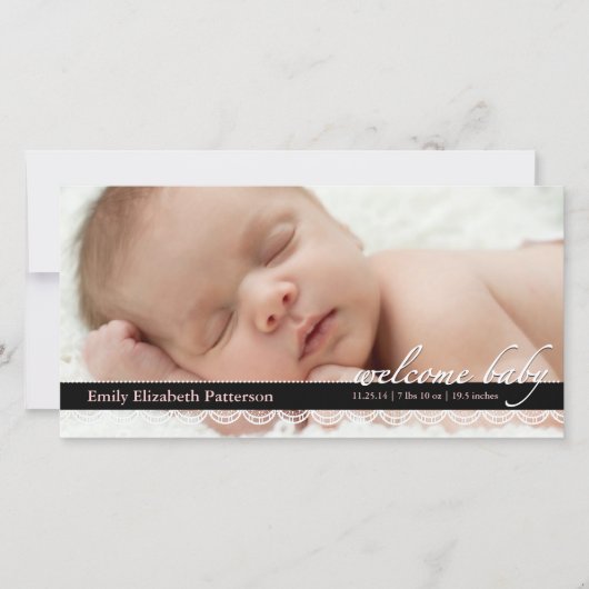 Chic Lace Baby Faire-part de naissance | Photocart (Devant)